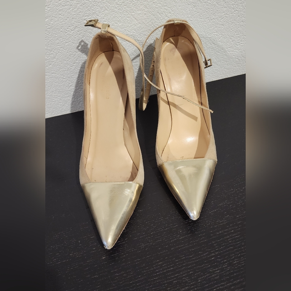 Kate Spade Gold and Cream Pointed-Toe Heels